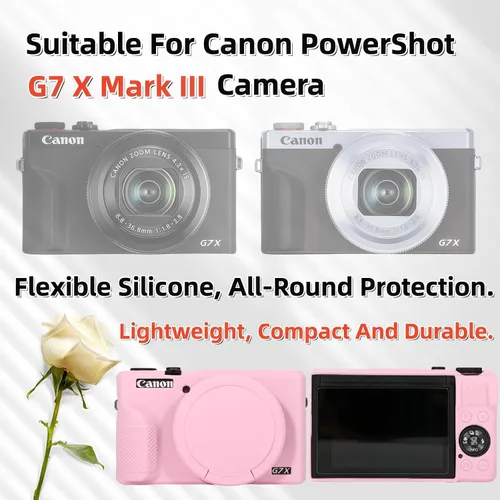 Vista 2 de Funda para cámara digital Canon Powershot G7 X Mark III, funda de silicona suave para cámara réflex digital Canon Powershot G7X Mark III, viene