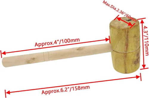 Vista 2 de Bitray Martillo de madera Molde de punto de cruz Mazo Barril en forma de mazo Herramienta de mano para carpintería