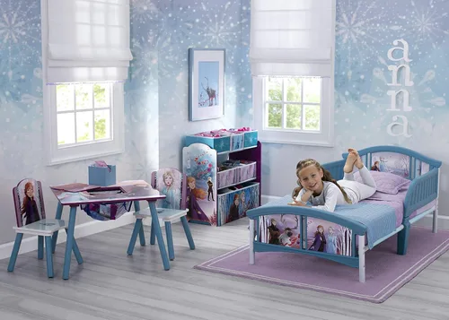 Vista 4 de Delta Children Cama de plástico para niños pequeños, Disney Frozen II y Marvel Spider-Man