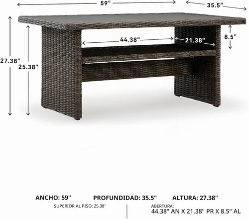 Vista 3 de Signature Design by Ashley Brook Ranch - Mesa de comedor para exteriores