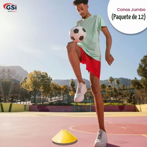 Vista 7 de GSi Conos de Fútbol Jumbo - Pack de 12 Alta Visibilidad Cono/Valla Convertible Correa de Transporte Incluida para Ejercicios
