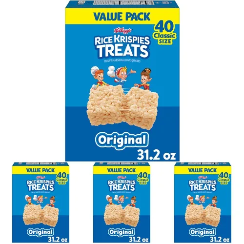 Vista 11 de Rice Krispies Treats Crispy Marshmallow Squares, caja de aperitivos para niños, barras de cereales, original (paquete de 108)