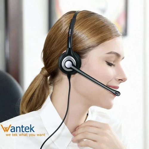 Vista 3 de Wantek Auriculares para teléfono celular con micrófono con cancelación de ruido para portátiles, PC, conector de 0.138 in, control de volumen
