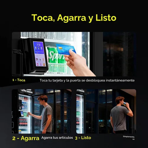 Vista 5 de Máquina expendedora, máquina expendedora refrigerada inteligente con lector de tarjeta táctil US360 (Negro, Mini)