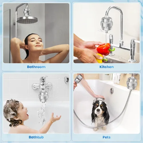 Vista 6 de Filtro de ducha de 30 etapas, filtro de ducha para agua dura, filtro de agua de ducha de alto rendimiento para eliminar metales pesados de fluoruro