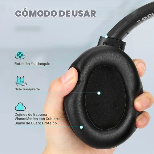 Vista 5 de TUINYO Auriculares inalámbricos Bluetooth con cancelación de ruido, color Negro