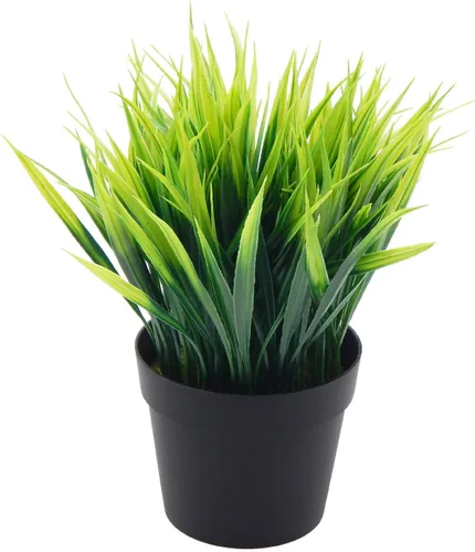 Vista 8 de OFFIDIX - Plantas artificiales de plástico con macetas de eucalipto para decoración en el hogar, oficina, planta de plástico sintético con macetas