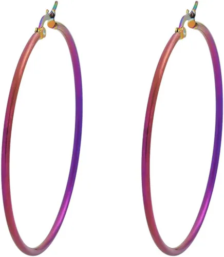 Vista 28 de Edforce - Aretes de acero inoxidable tipo argolla (20-60 mm de diámetro)