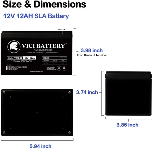 Vista 4 de VICI Battery Reemplazo de 12V 12AH F2 para APC BackUPS Pro 650 BK650M Marca Producto