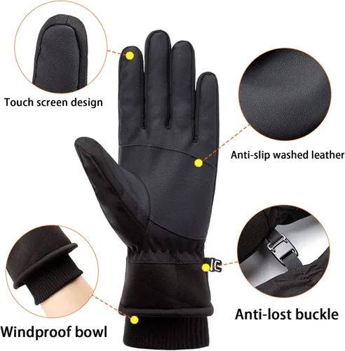 Vista 2 de Guantes de invierno hombres mujeres corriendo pantalla táctil guantes impermeable a prueba de viento frío cálido montar esquí escalada bicicleta