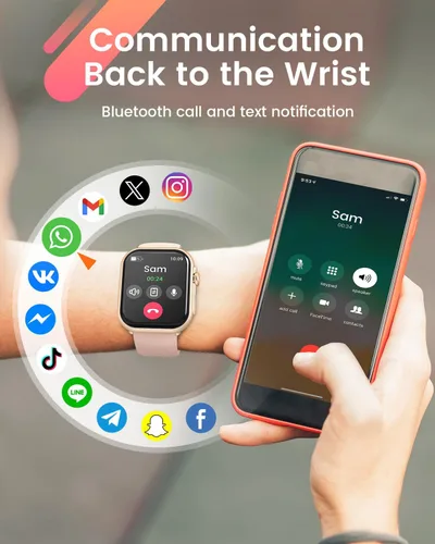 Vista 2 de Fitness Smart Watches for Women Men 1.85" Smart Watch with 30 Days+ Battery Life MakeRecive Call Heart Rate SpO2 Sleep Monitor 120+ Sport IP68