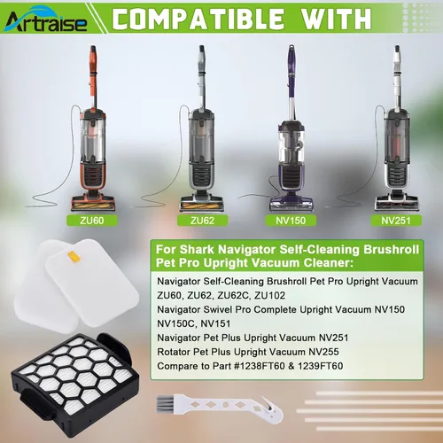 Vista 2 de Artraise Filtro de repuesto para Shark NV255 NV251 NV150 NV151 ZU62 ZU62C ZU60 ZU102 ZU51 Navigator Zero-M Cepillo autolimpiante Pet Pro Aspiradora