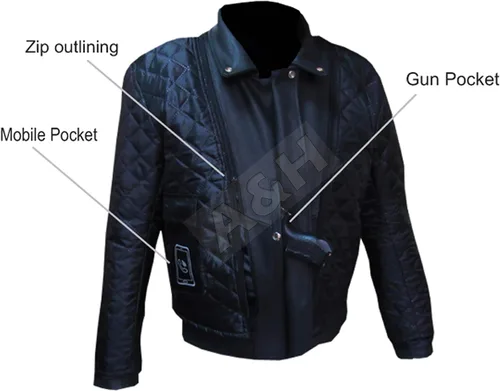 Vista 4 de A&H Apparel Chaqueta de cuero para hombre con forro de piel de búfalo de grano superior