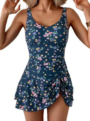 Vista 11 de Aidonger - Traje de baño de una pieza para mujer, con control de abdomen, falda, traje de baño con efecto adelgazante
