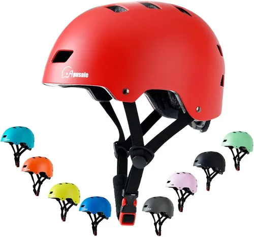 Vista 9 de Casco para bicicleta y patineta, ajustable y multideporte para patines y scooter, 3 tallas para adultos, jóvenes, niños y bebés