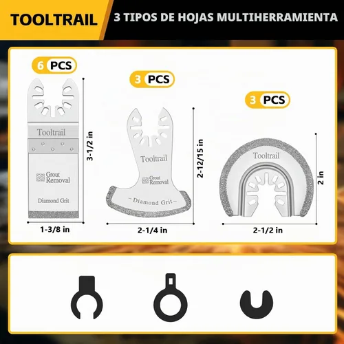 Vista 2 de 12 hojas de sierra de diamante para herramienta oscilante, hoja de extracción de lechada, kit profesional de cuchillas multiherramienta