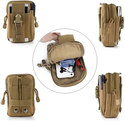 Vista 8 de Deporte al aire libre Hombres Mujeres Riñonera Bolsa de cinturón Bolsa de bicicleta Bolsa táctica Caza Muslo Bolsa Nylon Teléfono Cartera (Negro)