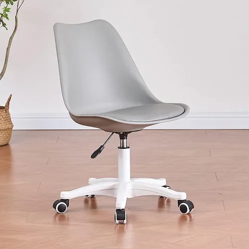 Vista 10 de Silla de escritorio transparente, silla de oficina de acrílico sin brazos con ruedas, giratoria de 360° y silla de tocador de altura ajustable