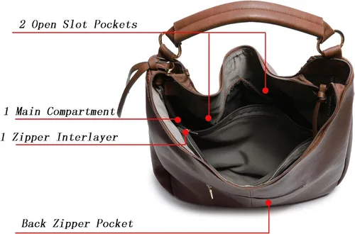 Vista 6 de Bolsos Hobo para mujer, bolsos grandes, bolsos de diseñador de piel sintética de gran tamaño, bolsos cruzados de hombro elegantes