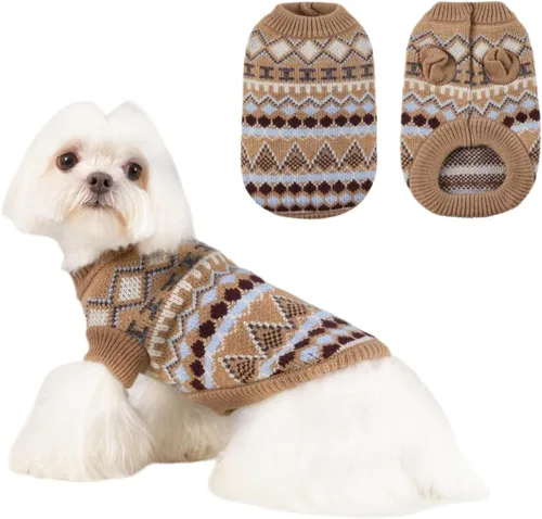 Vista 7 de Suéter suave y cálido para perro, suéter de punto para gato, suéter clásico grueso para mascotas, lindo suéter de invierno para cachorros, ropa