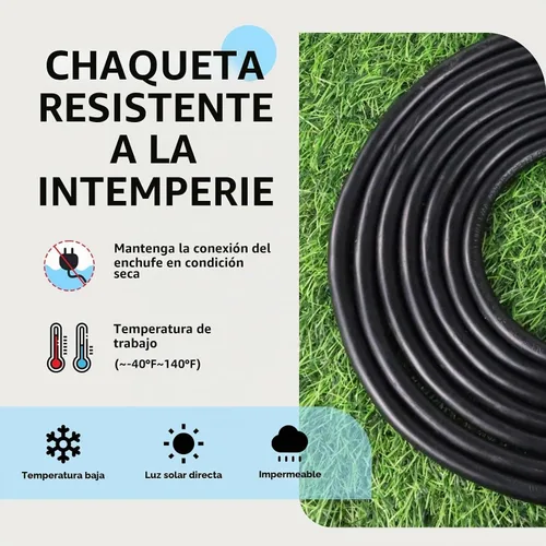 Vista 5 de EP 50 Ft Heavy Duty Outdoor Extension Cord, 12/3 SJTW Black 3-Prong Negro