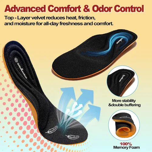 Vista 5 de OrthoComfoot Plantillas ortopédicas para mujeres y hombres, plantillas de arco alto y fascitis plantar, pie plano premium de 240 libras + plantillas