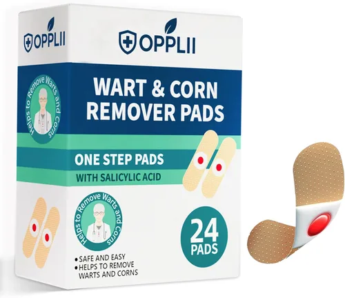 Vista 11 de Almohadillas eliminadoras de verrugas y maíz con 40% de ácido salicílico, almohadillas de verrugas extra fuertes para piel gruesa en pies y manos