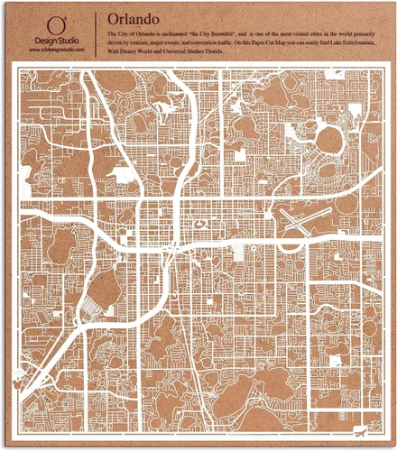 Vista 137 de O3 Design Studio Aberdeen - Mapa de papel cortado en papel blanco de 12 x 12 pulgadas