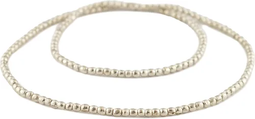 Vista 3 de Cuentas redondas de plata de 0.157 in - Hilo completo de cuentas espaciadoras de metal africano - The Bead Chest