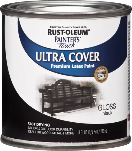 Vista 49 de Rust-Oleum 1976502 Painter's Touch - Pintura de látex, cuarto de galón, negro plano, 32 onzas líquidas, (paquete de 1)
