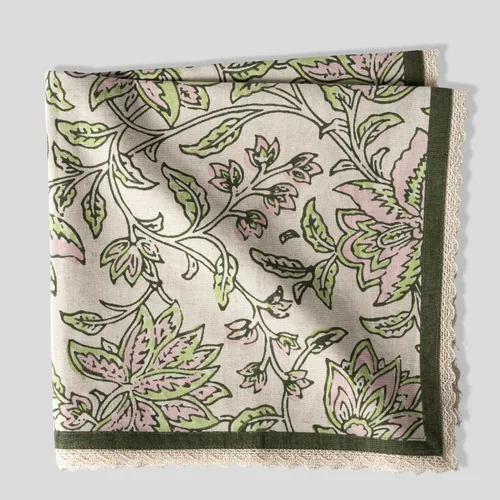 Vista 35 de FINGERCRAFT Servilletas de tela de lino y algodón de 12 unidades con esquinas ingletadas y elegante encaje para uso diario; las servilletas están