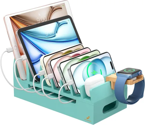Vista 10 de Cargador de pared USB, estación de carga USB de escritorio para múltiples dispositivos