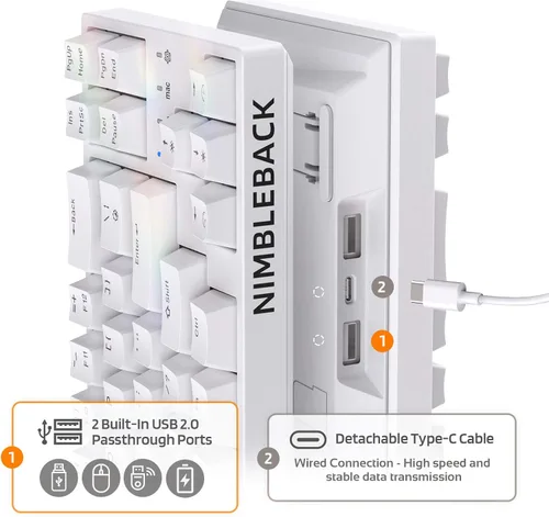 Vista 4 de LTC NB681 Nimbleback - Teclado mecánico con cable al 65%, retroiluminado RGB ultracompacto de 68 teclas para juegos con interruptor intercambiable