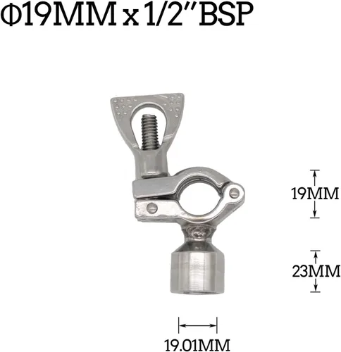 Vista 2 de RAHBI 0.748 in-4.016 in SS 304 abrazadera de tubo de acero inoxidable Soporte de tubo Soporte de tubo con BSP 1/2 "0.5 pulgadas rosca hembra pausada