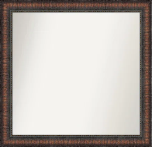 Vista 53 de Amanti Art Espejo de baño marrón para sobre el fregadero, 24 x 24 pulgadas, espejo de tocador cuadrado marrón Caleb, marco de madera rústica