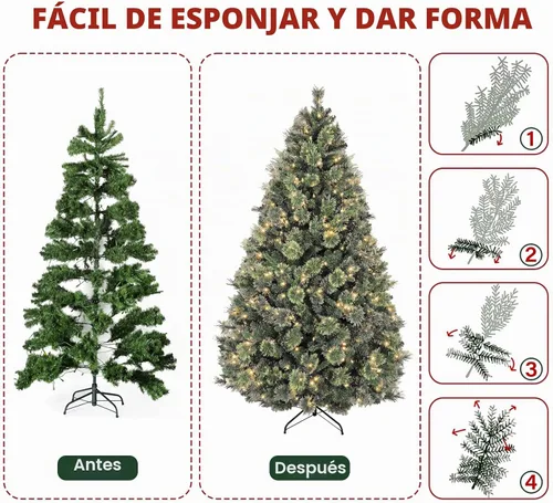 Vista 8 de Hykolity - Árbol de Navidad artificial preiluminado de 6 pies con 350 luces LED blancas cálidas Verde