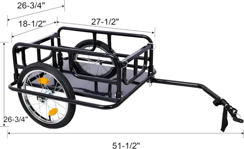 Vista 2 de LuckyNote Remolque de carga plegable para bicicleta con enganche universal para bicicleta, remolque de vagón de bicicleta con ruedas y reflectores
