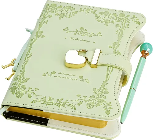 Vista 21 de Hoci Poci Agenda con candado y llaves para niñas, ideas de regalo para niñas, diario de 360 páginas con bordes dorados para mujeres, cuaderno