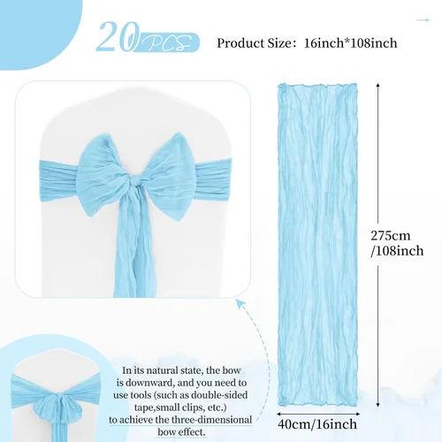 Vista 3 de Showgeous 20 bandas para silla, estopilla rústica, lazos decorativos diseñados para bodas, banquetes, fiestas, pasillo, decoración del hogar