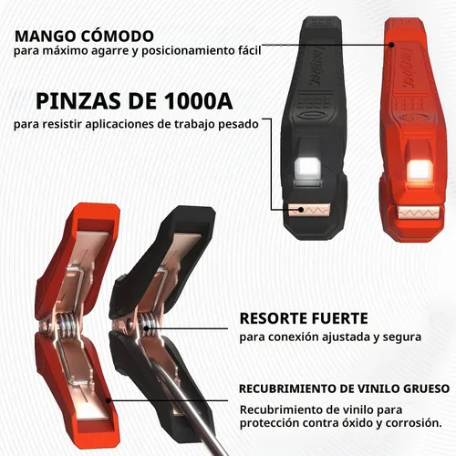Vista 3 de Energizer - Cables de puente para batería de auto con luces LED integradas, cables resistentes para arrancar baterías muertas o débiles, bolsa