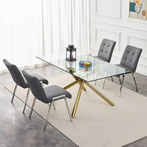 Vista 6 de Juego de 2 sillas de comedor de metal, sillas de comedor grises, respaldo alto sin brazos con patas de metal galvanizado y asientos de poliuretano