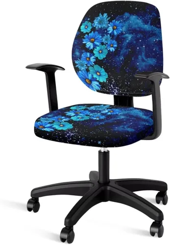 Vista 33 de Talayituse - Funda para silla de oficina o computadora con estampado de estrellas de playa, funda de asiento dividida elástica, extraíble y lavable