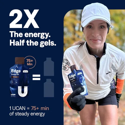 Vista 3 de UCAN Edge Energy Gel Shots, chocolate (12 paquetes de 2 onzas) para correr, entrenamiento, ejercicios, fitness, ciclismo, crossfit Sin azúcar