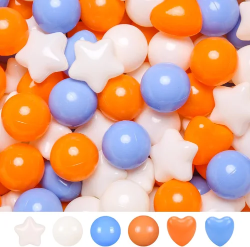 Vista 24 de Bolas de hoyo de TRENDPLAY en forma de estrella y corazón para niños pequeños - 50, 100, 200, 500 piezas de bolas de plástico para diversión y juego