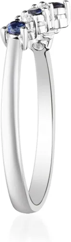 Vista 2 de Gin & Grace Anillo de zafiro azul auténtico blanco de 10 quilates con diamantes para mujer, joyería de zafiro hecha a mano con forma de ética