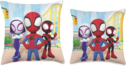 Vista 3 de Marvel Amazing Friends Spidey Team Group - Almohada de 16.0 x 16.0 in, multicolor