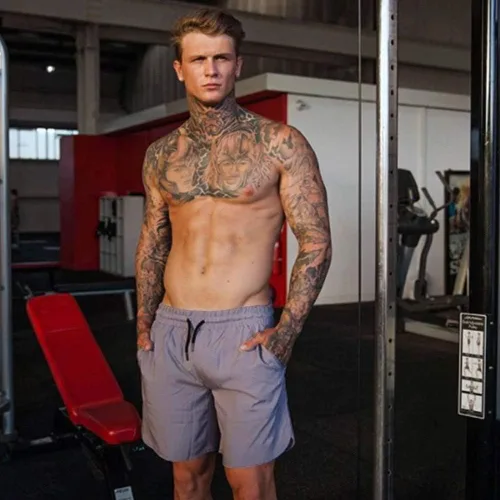 Vista 2 de COOFANDY - Paquete de 2 pantalones cortos de entrenamiento para hombre, diseño con bolsillos, de secado rápido, para fisicoculturismo, levantamiento