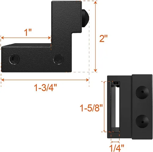 Vista 4 de ZEKOO Dispositivo de límite de tope de acero negro para puerta corrediza de granero, accesorios de tope de rodillo, accesorios (2 juegos)