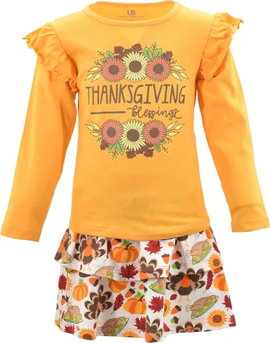 Vista 77 de Unique Baby Girls 2pc Skirt Set Outfit Long Sleeve Top with Skirt