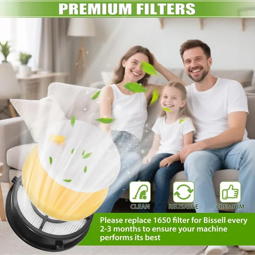 Vista 5 de Filtro de repuesto 27909 1650 compatible con borrador de pelo de mascotas Bissell Turbo Pro/Plus Febreze 27909 1650 1650A 2281 2475 2790 2817 vacío